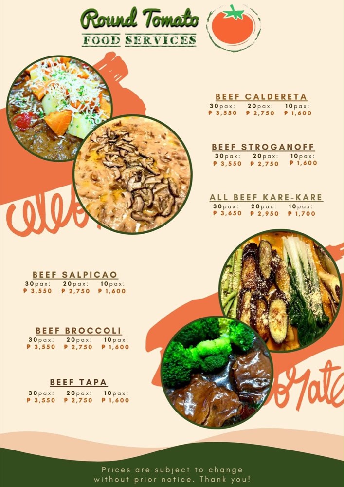 Food tray menu reference page 2