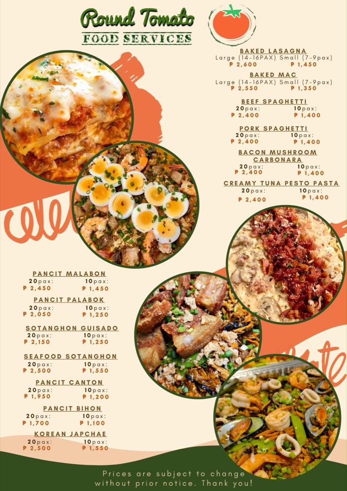 Food tray menu reference page 3